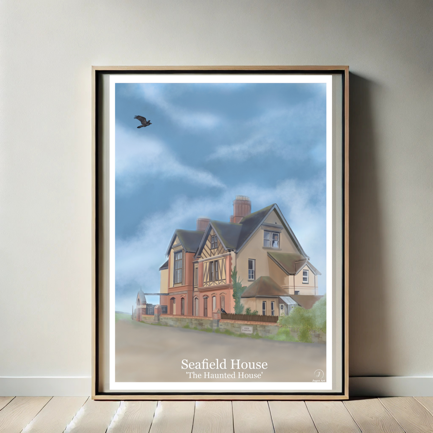 Seafield House Art Print - The Haunted House, Westward Ho! Landmark, Digital Painting, Coastal Wall Art, Atmospheric UK Architecture Artwork