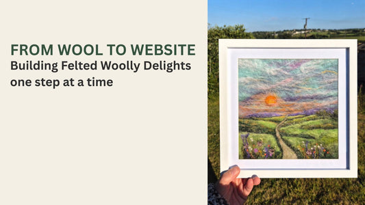 From Wool to Website featuring a framed needle-felted North Devon landscape by Felted Woolly Delights.