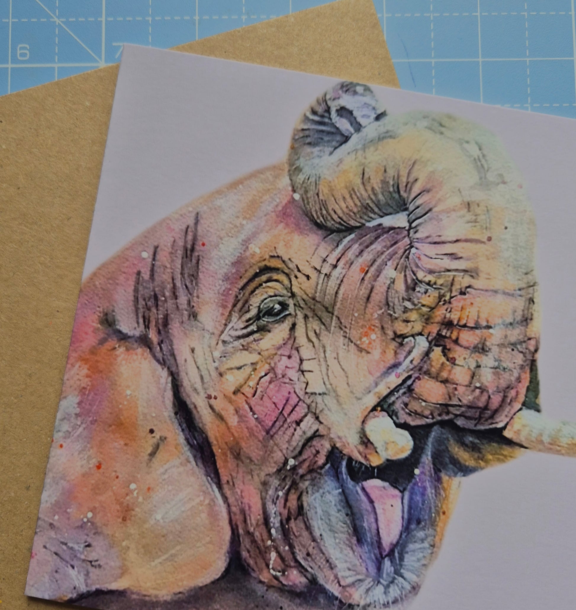 Elephant greeting card with an eco-friendly envelope