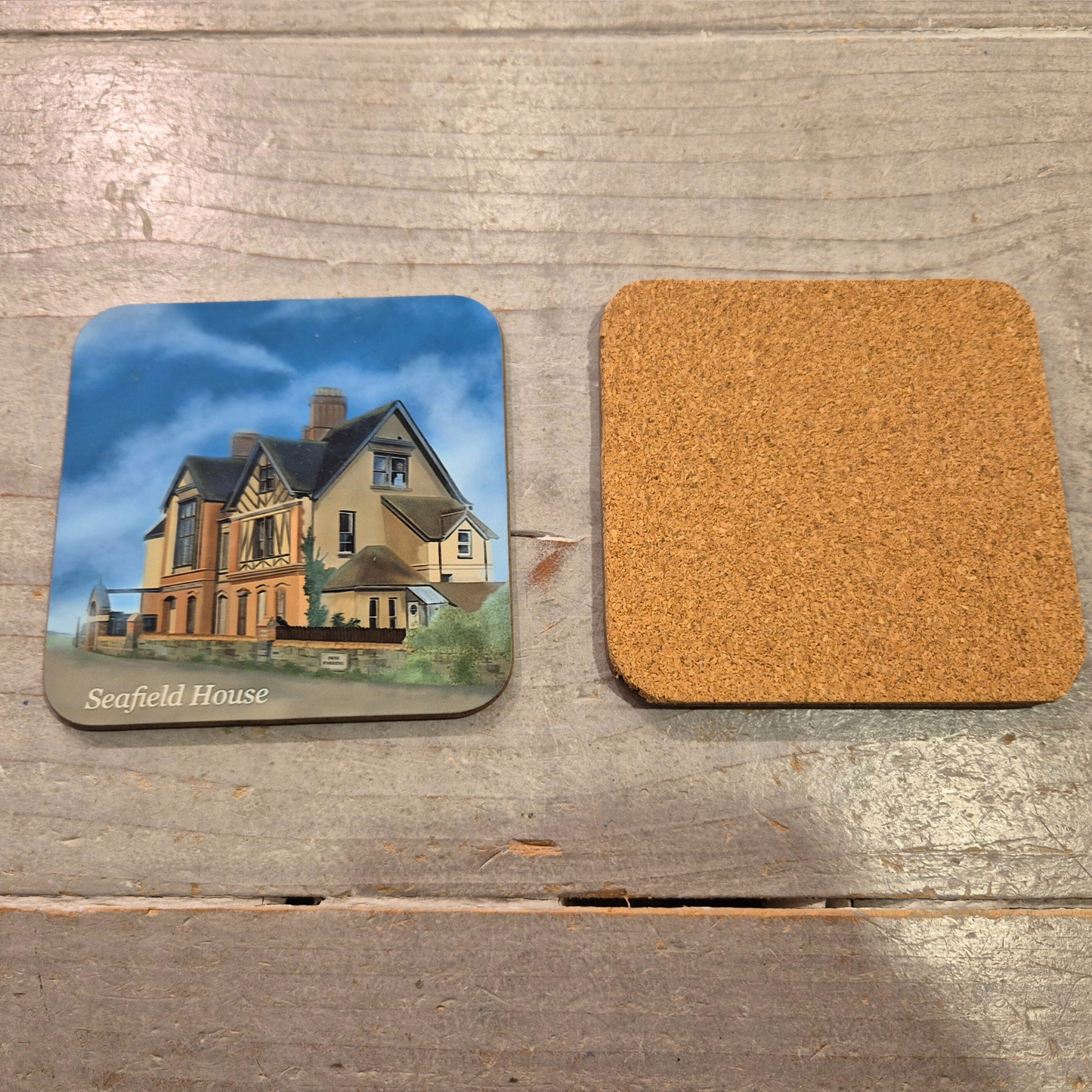 Seafield House Coaster - The Haunted House of Westward Ho!, Handmade Sublimated Landmark Art, UK Ghostly Home Decor, Eerie Coastal Gift